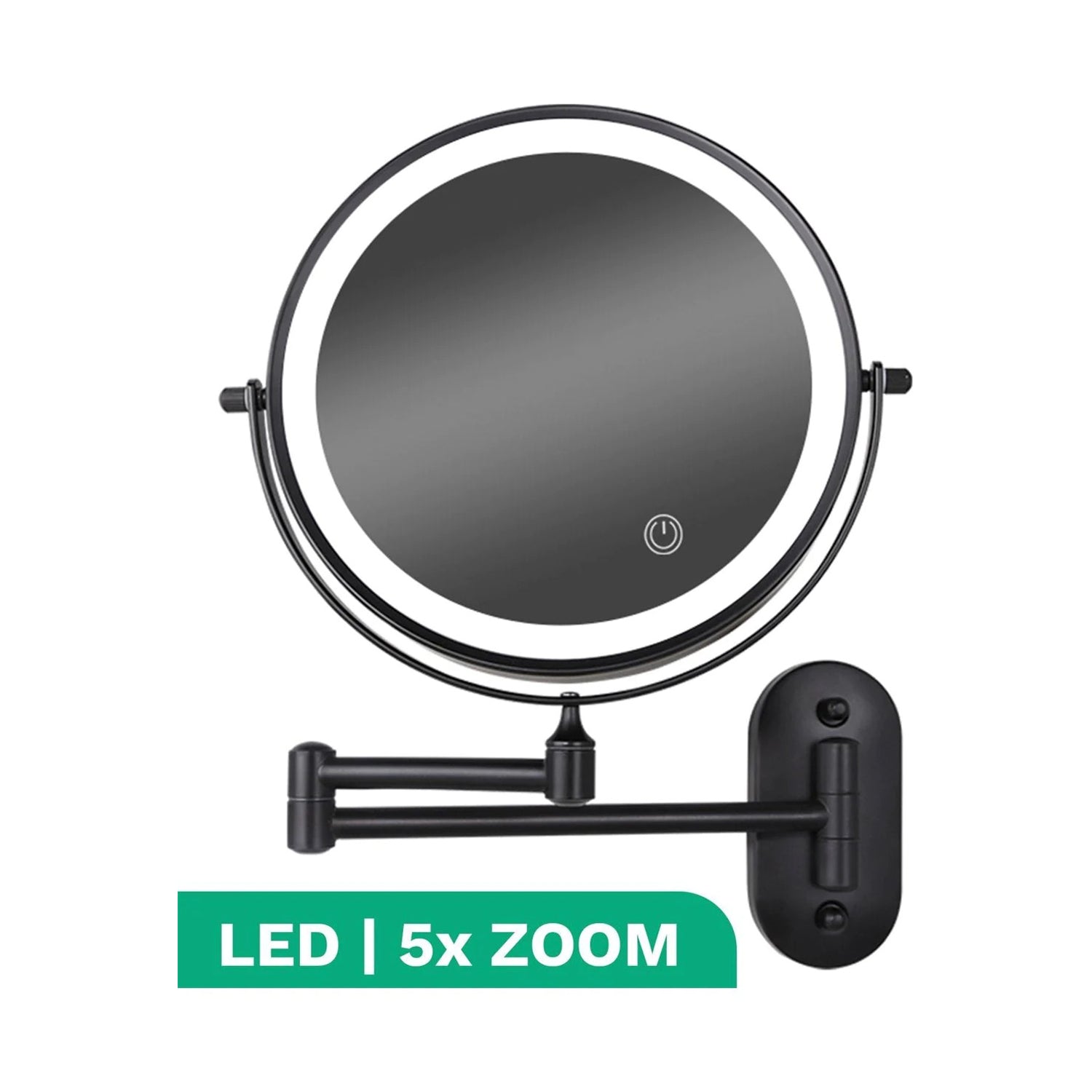 Make-Up Spiegel Wand Led Verlichting - 5x Vergroot - Zwart - Batterijen
