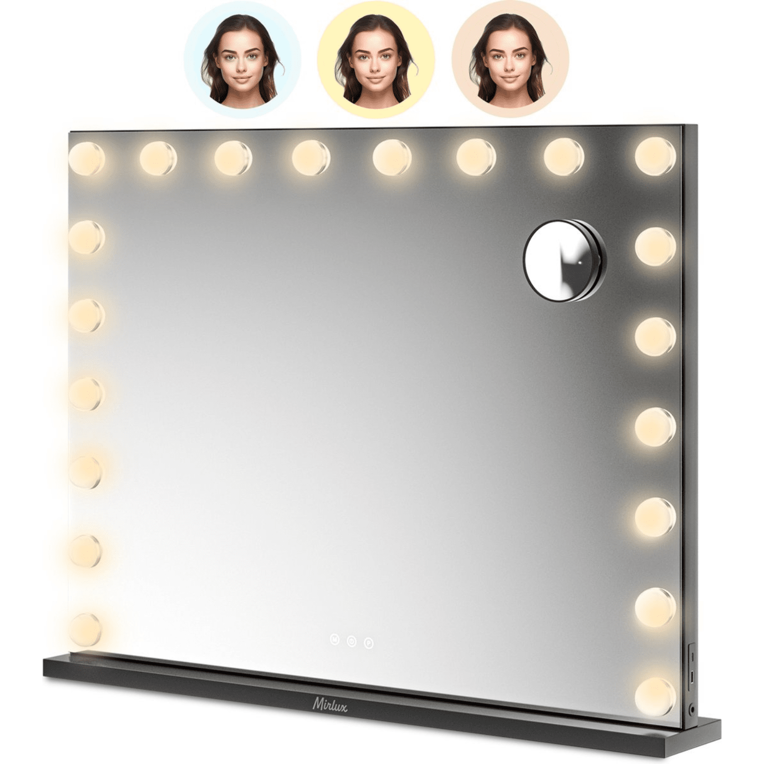 Hollywood Make Up Spiegel LED - Bluetooth Speakers - 10x Zoom - Ophangbaar - Zwart - 80x60cm