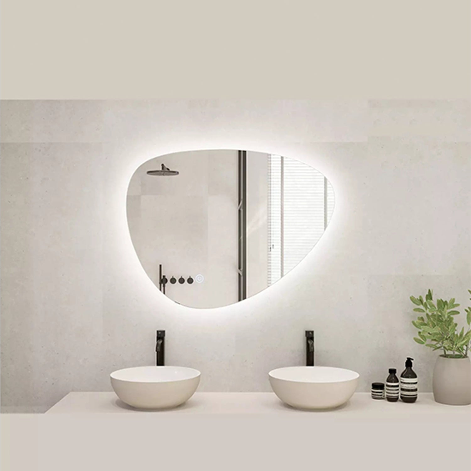 Organische Spiegel 60 x 41 cm- Anti-Condens & LED Dimbaar
