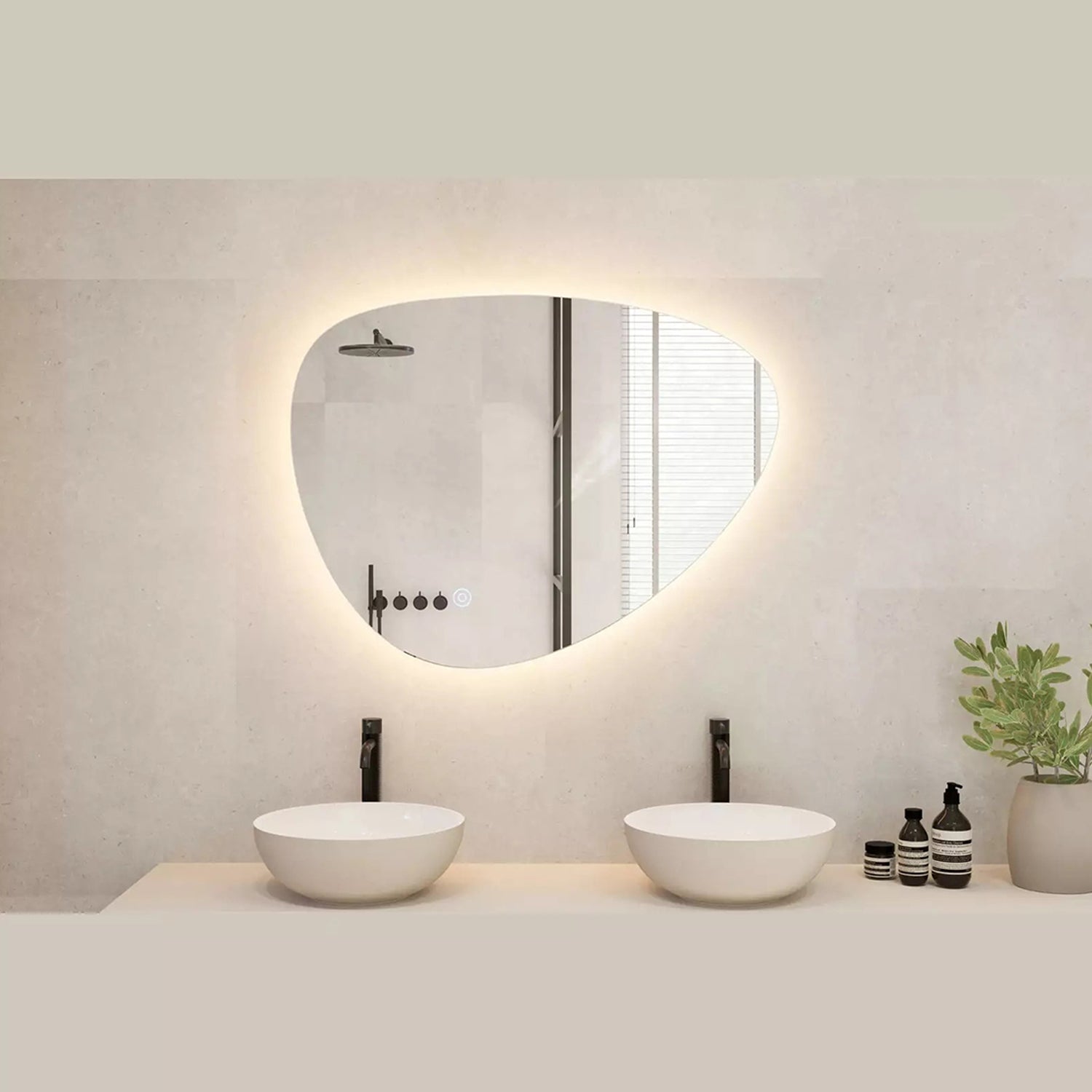 SensaHome - Matteo - Wandspiegel - Goud - Organisch Design 60x40 Cm SensaHome - Matteo - Wandspiegel - Goud - Organisch Design 60x40 Cm