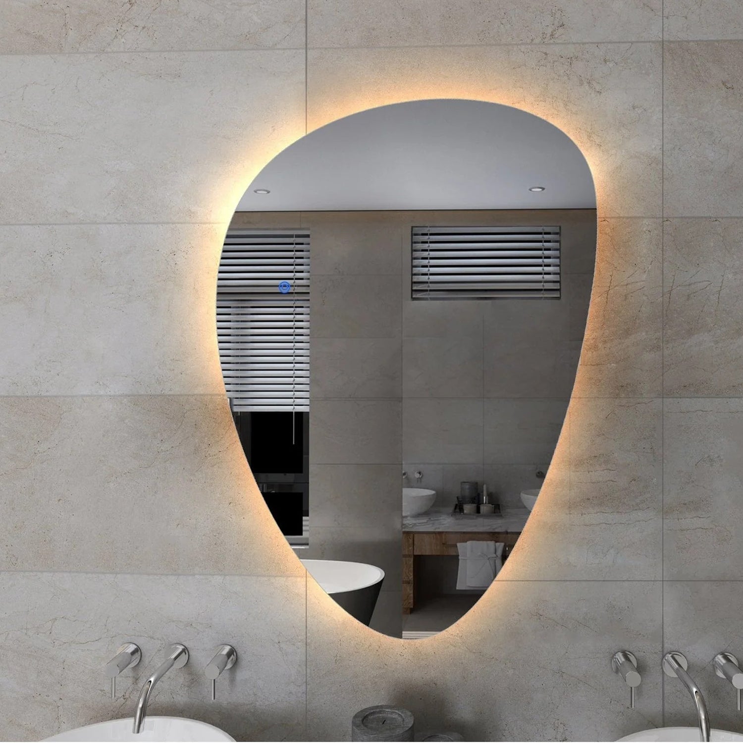 Organische Spiegel 80 x 55 cm- Anti-Condens & LED Dimbaar