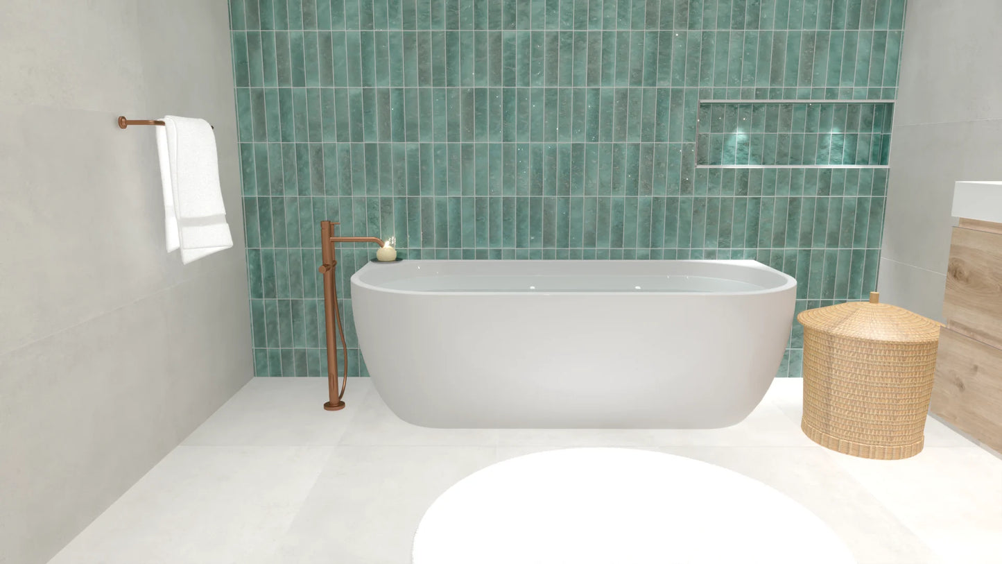 Kleinmann Half Vrijstaand Bad Glans Wit 180×80 cm Geertii