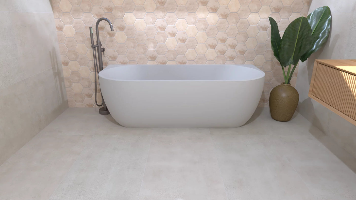 Kleinmann Half Vrijstaand Bad Mat Wit 180 x 80 cm Geertii