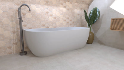 Kleinmann Half Vrijstaand Bad Mat Wit 180 x 80 cm Geertii
