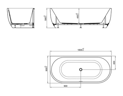 Kleinmann Half Vrijstaand Bad Glans Wit 180×80 cm Geertii