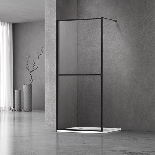 Douchewand - 90 x 200 cm – Mat Zwart – Nano Coating – Geïntegreerd Handdoekrek