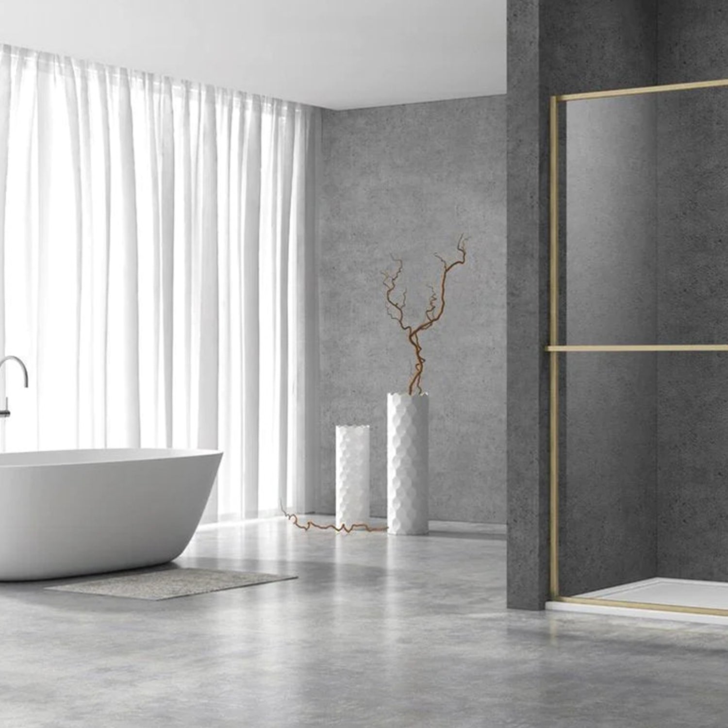 Douchewand - 100 x 200 cm – Geborsteld Messing Goud – Nano Coating – Geïntegreerd Handdoekrek