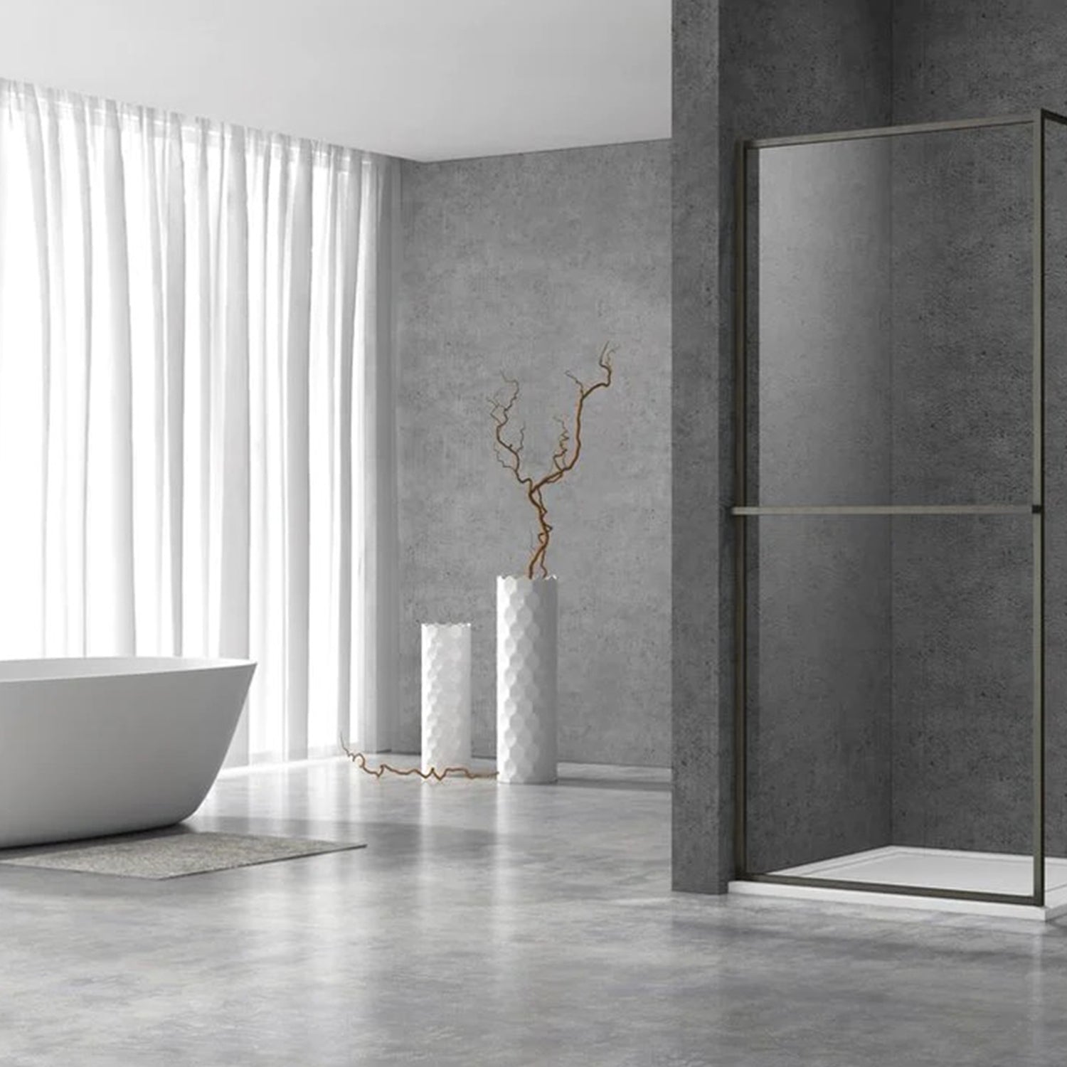 Douchewand - 90 x 200 cm – Gun Metal – Nano Coating – Geïntegreerd Handdoekrek