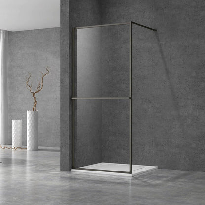 Douchewand - 90 x 200 cm – Gun Metal – Nano Coating – Geïntegreerd Handdoekrek