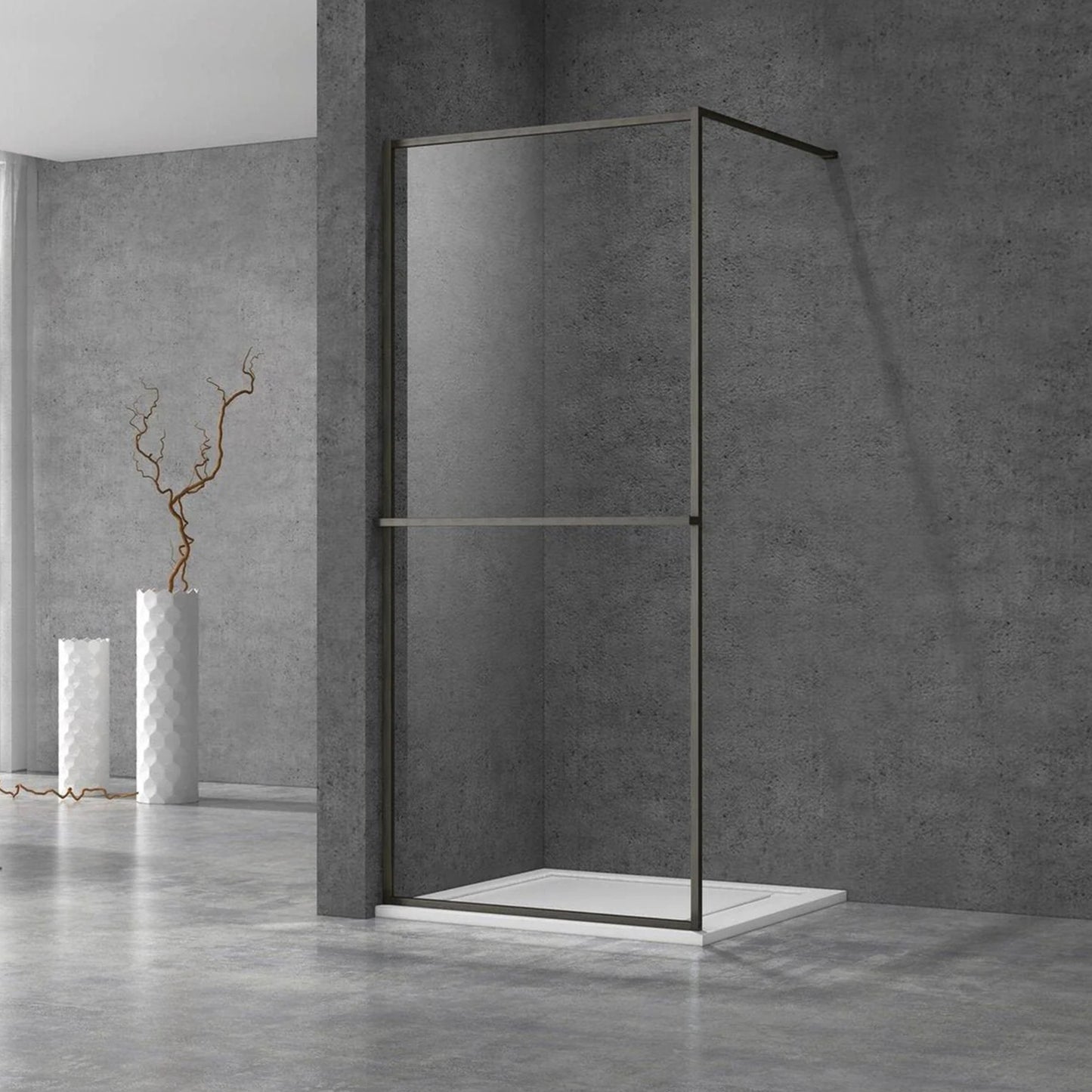 Douchewand - 100 x 200 cm – Gun Metal – Nano Coating – Geïntegreerd Handdoekrek