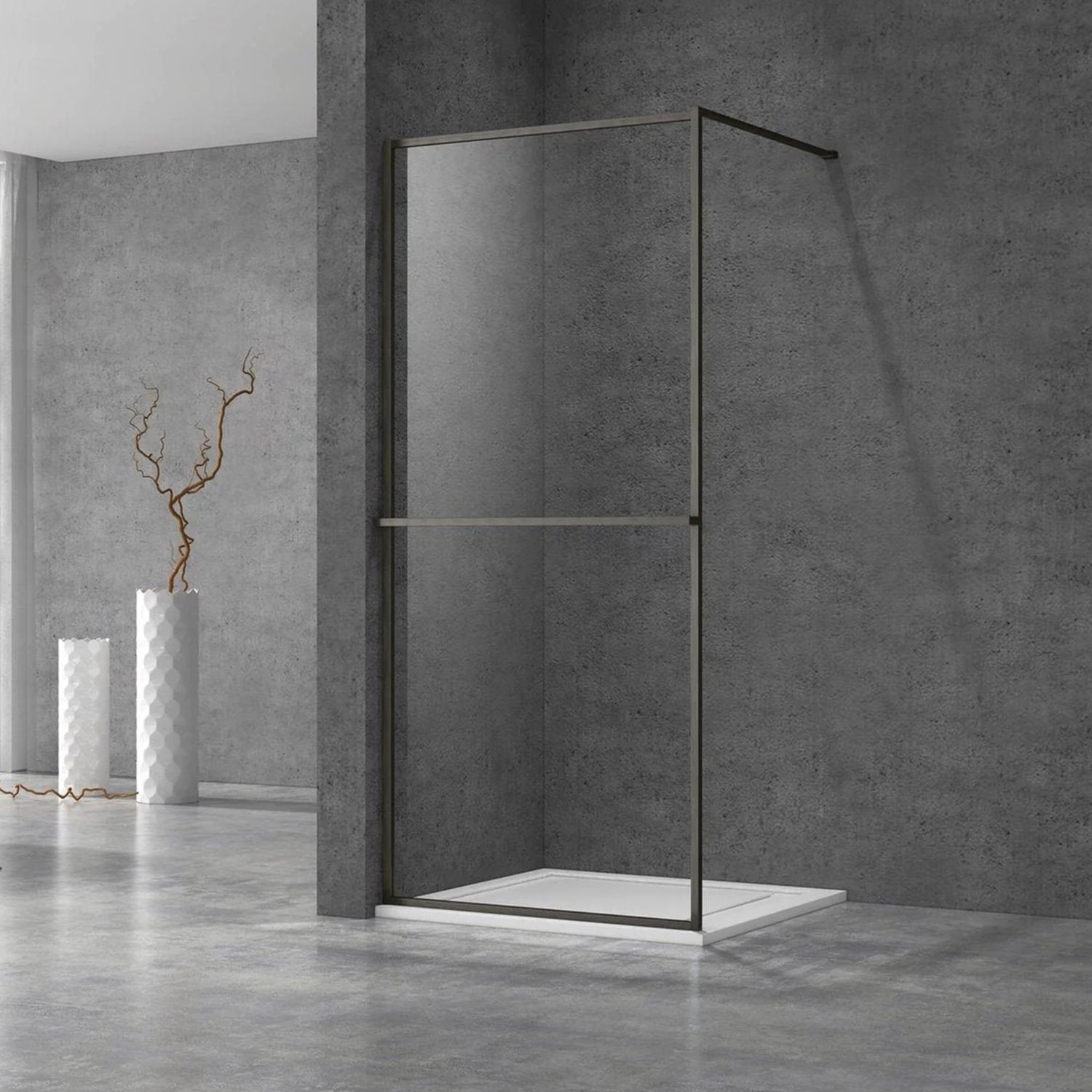 Douchewand - 100 x 200 cm – Gun Metal – Nano Coating – Geïntegreerd Handdoekrek