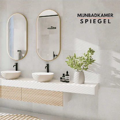 Badkamerspiegel Ovaal Messing Goud - 50 x 100 cm – Anti-Condens & LED