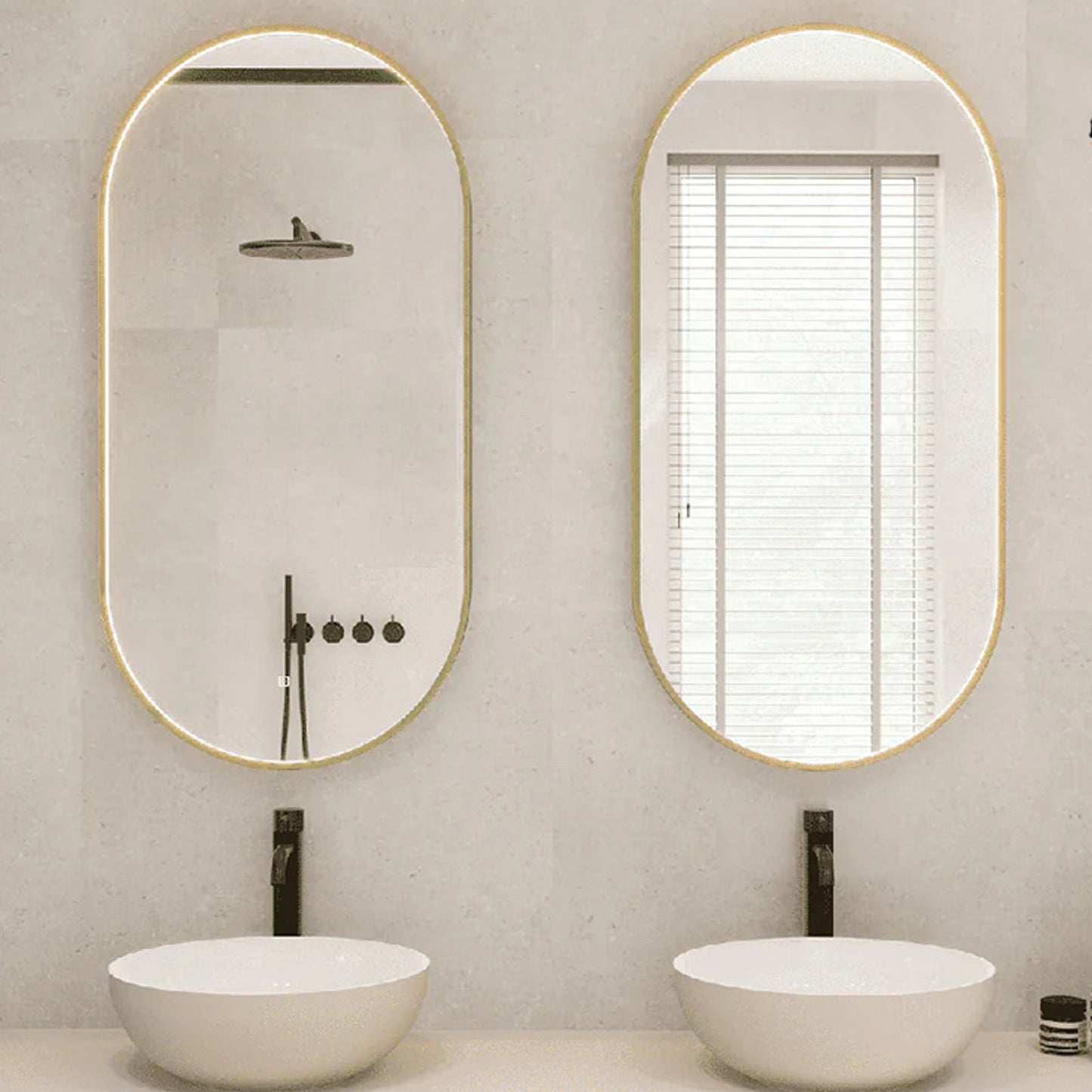 Badkamerspiegel Ovaal Messing Goud - 50 x 100 cm – Anti-Condens & LED