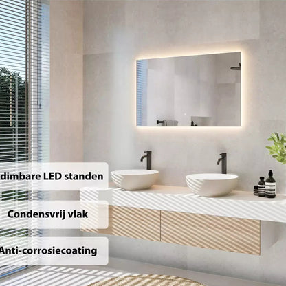 Spiegel Rechthoek Frameloos 160 x 80 cm - Anti-Condens & LED Dimbaar
