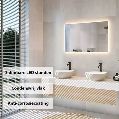 Spiegel Rechthoek Frameloos 100 x 60 cm - Anti-Condens & LED Dimbaar