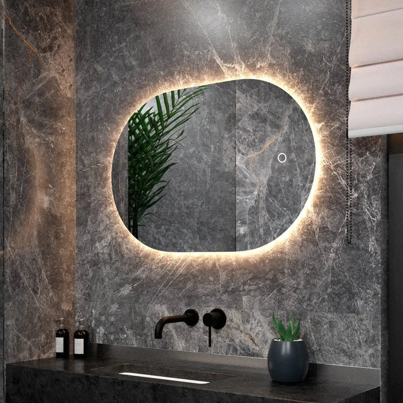 Badkamerspiegel Ovaal Frameloos 90 x 60 cm - Anti-Condens & Dimbaar Led