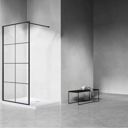 Douchewand – 90 x 200 cm - Mat Zwart – Nano Coating – Raster
