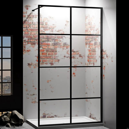 Douchewand – 90 x 200 cm - Mat Zwart – Nano Coating – Raster