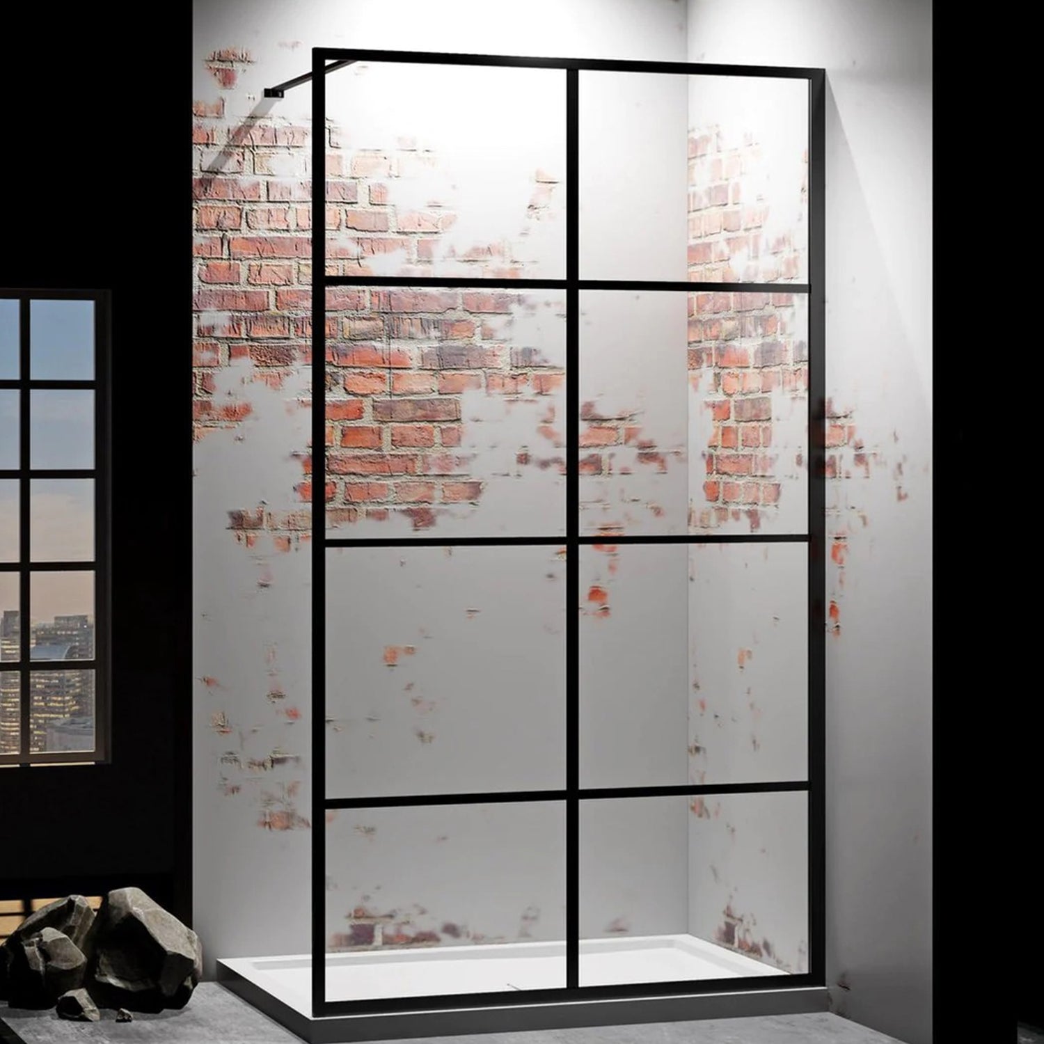 Douchewand – 100 x 200 cm - Mat Zwart – Nano Coating – Raster