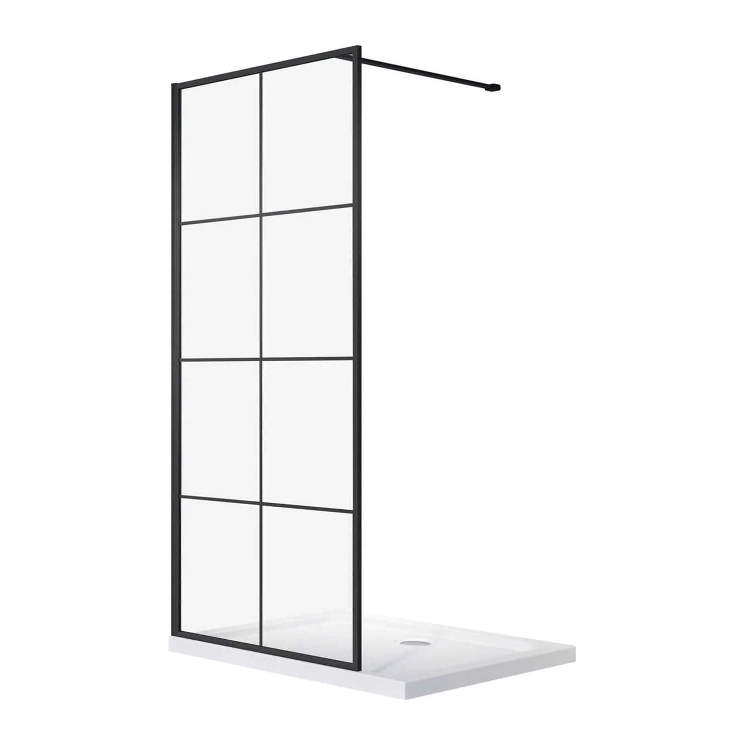 Douchewand – 90 x 200 cm - Mat Zwart – Nano Coating – Raster