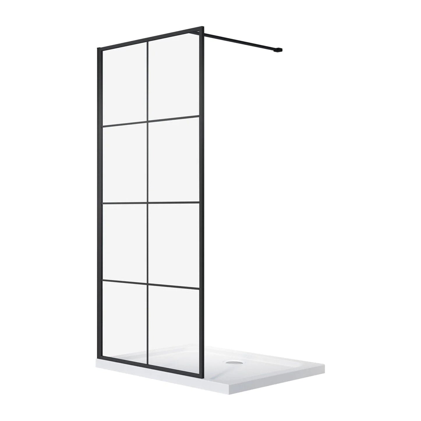 Douchewand – 110 x 200 cm - Mat Zwart – Nano Coating – Raster