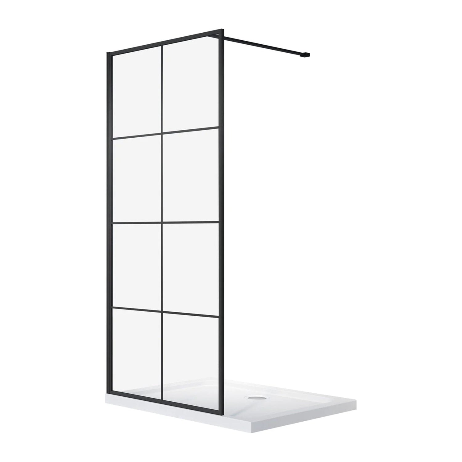 Douchewand – 110 x 200 cm - Mat Zwart – Nano Coating – Raster