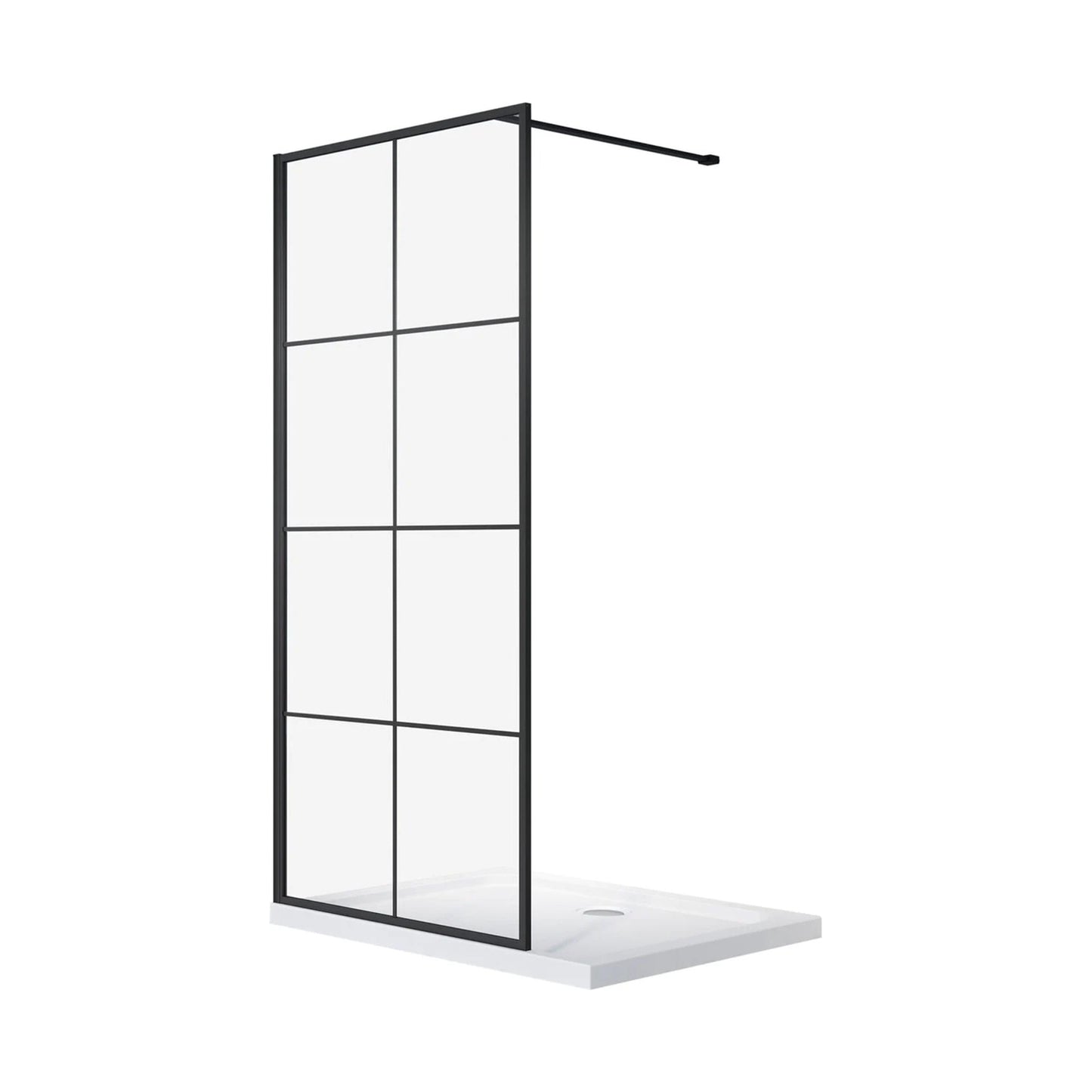 Douchewand – 110 x 200 cm - Mat Zwart – Nano Coating – Raster