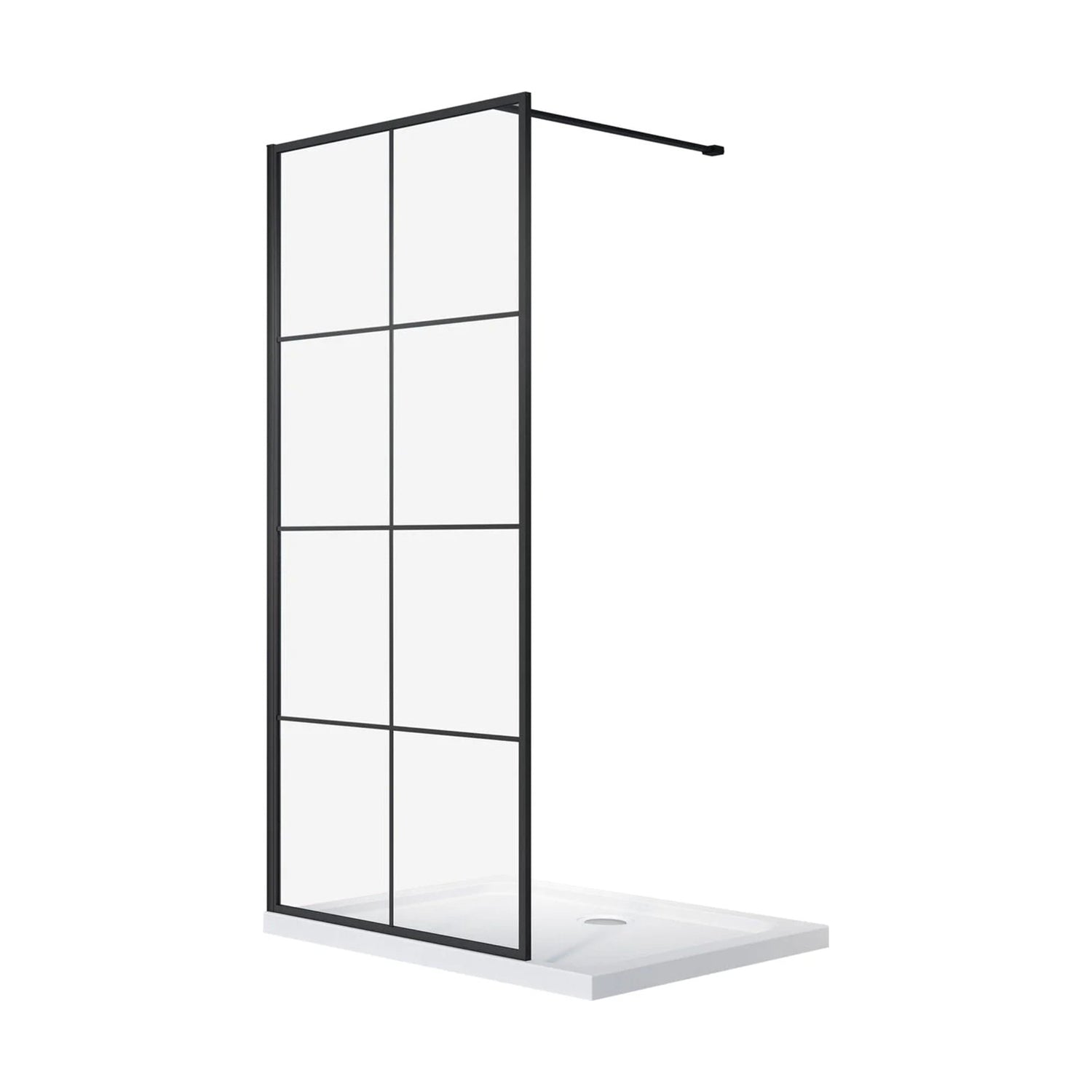 Douchewand – 100 x 200 cm - Mat Zwart – Nano Coating – Raster