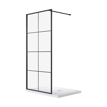 Douchewand – 100 x 200 cm - Mat Zwart – Nano Coating – Raster