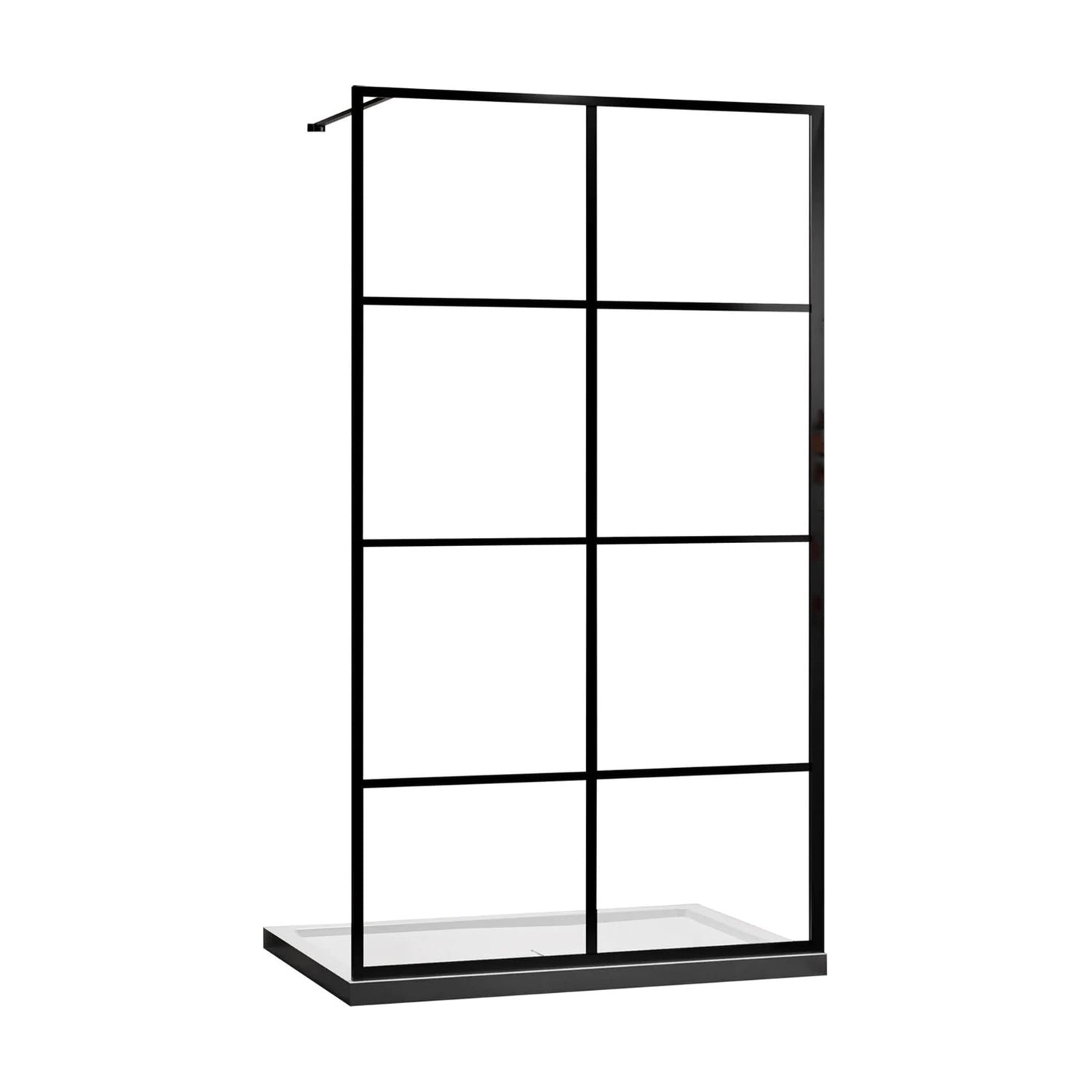 Douchewand – 90 x 200 cm - Mat Zwart – Nano Coating – Raster
