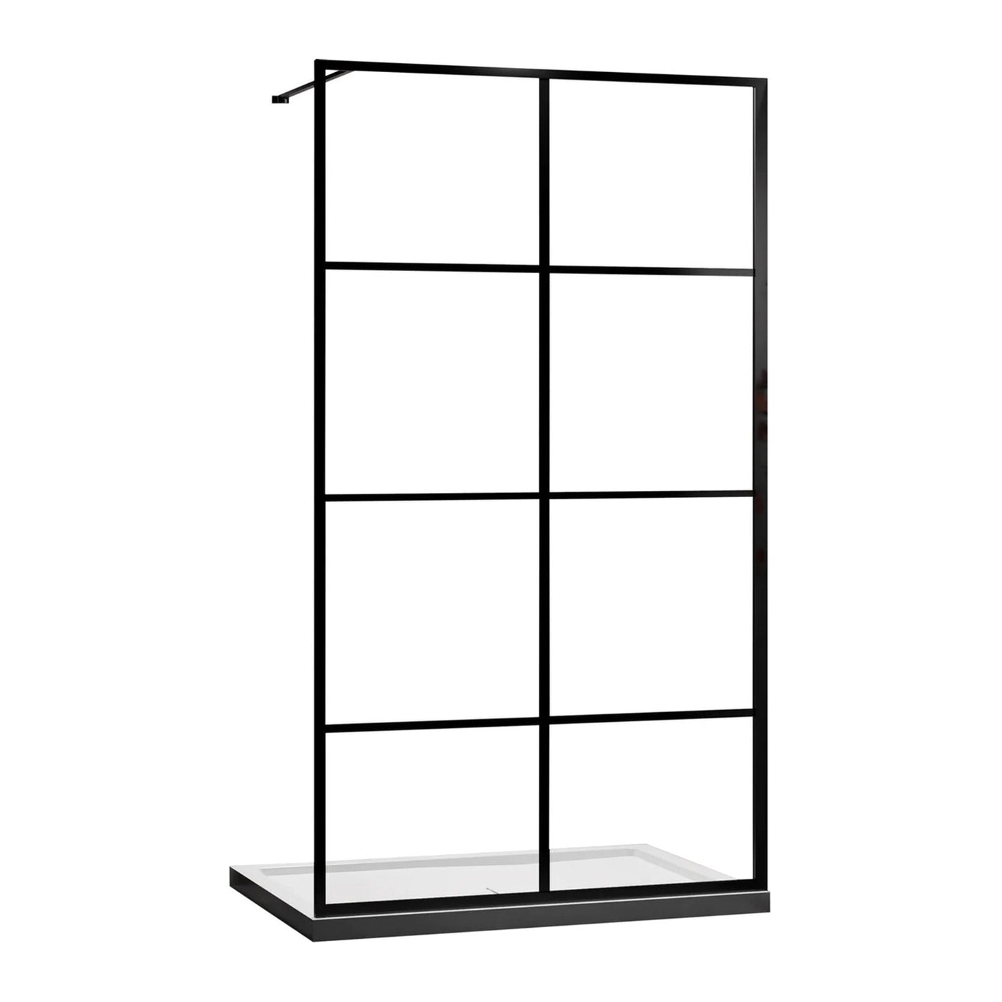 Douchewand – 110 x 200 cm - Mat Zwart – Nano Coating – Raster