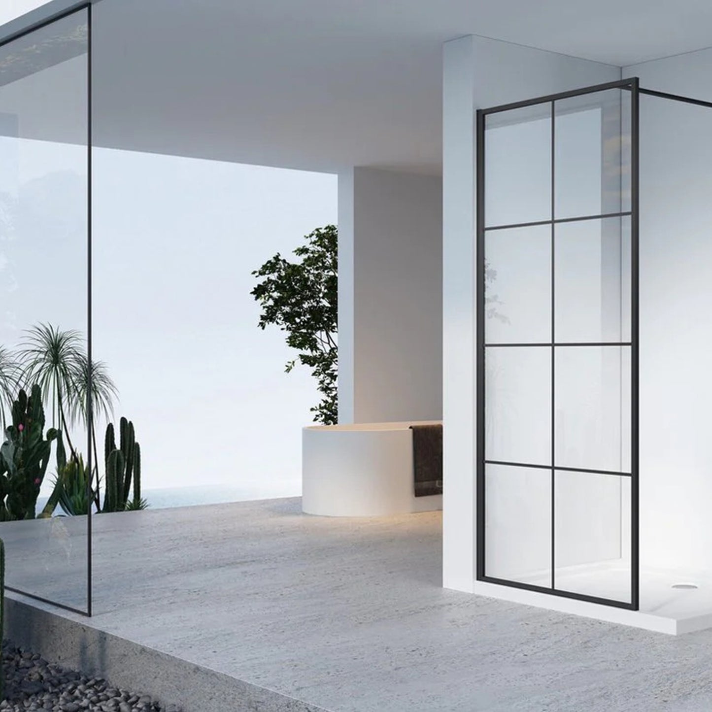 Douchewand – 110 x 200 cm - Mat Zwart – Nano Coating – Raster