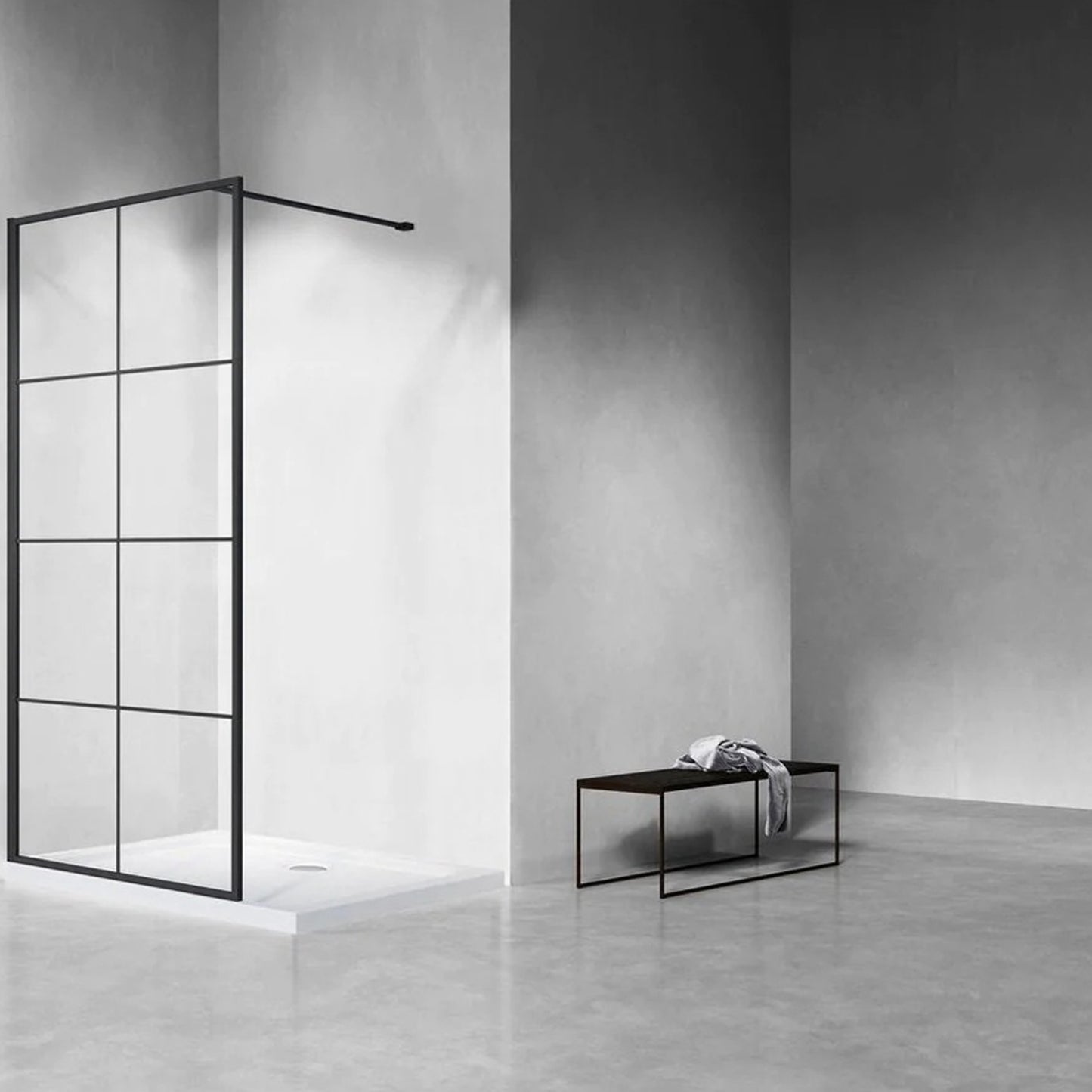Douchewand – 100 x 200 cm - Mat Zwart – Nano Coating – Raster