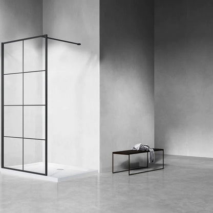 Douchewand – 100 x 200 cm - Mat Zwart – Nano Coating – Raster