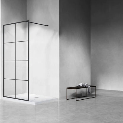 Douchewand – 110 x 200 cm - Mat Zwart – Nano Coating – Raster