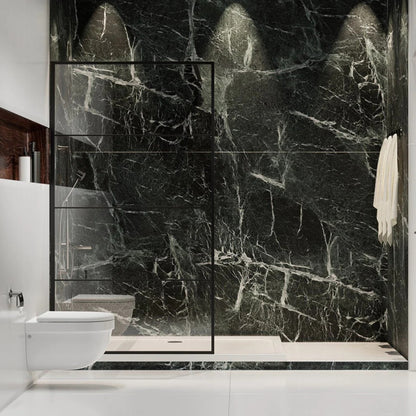Douchewand – 110 x 200 cm - Mat Zwart – Nano Coating – Veiligheidsglas