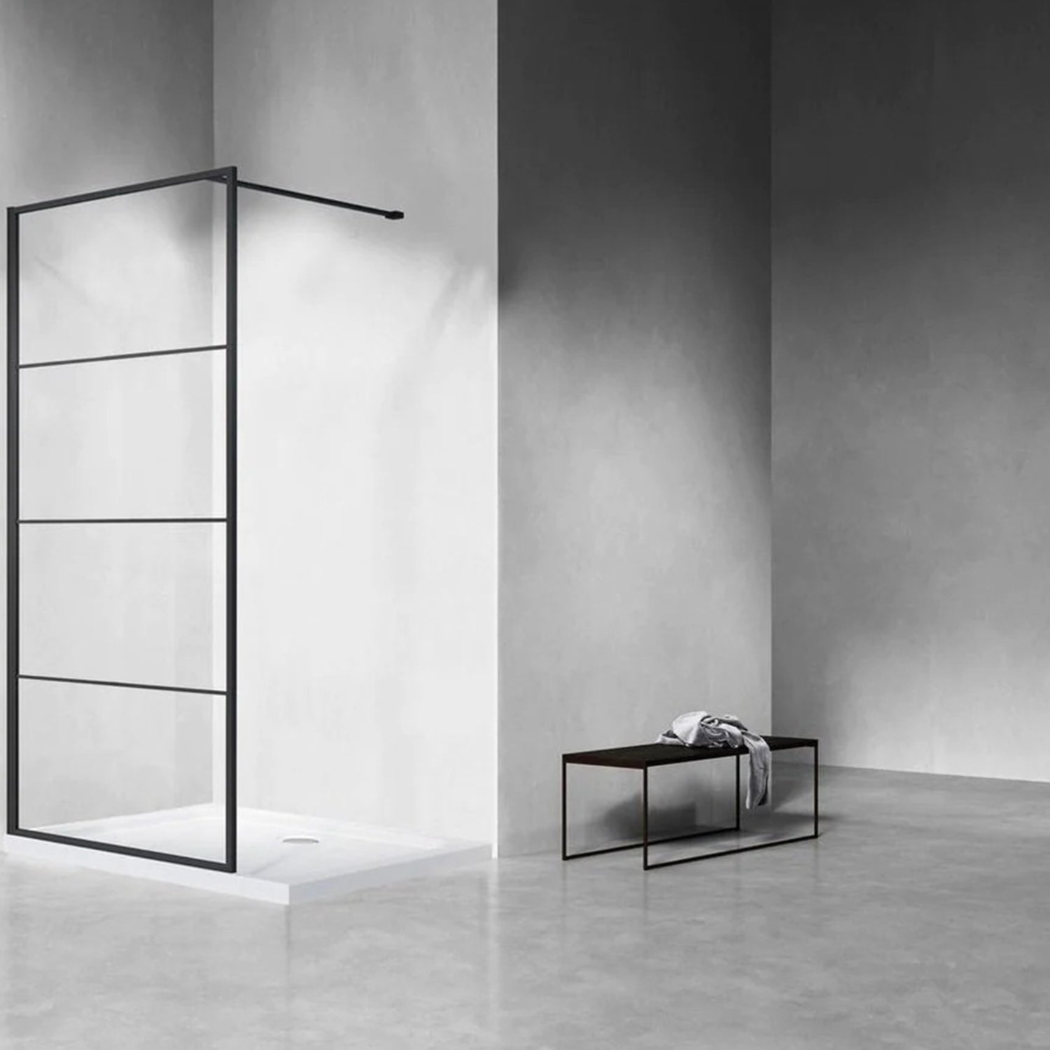 Douchewand – 90 x 200 cm - Mat Zwart – Nano Coating – Veiligheidsglas