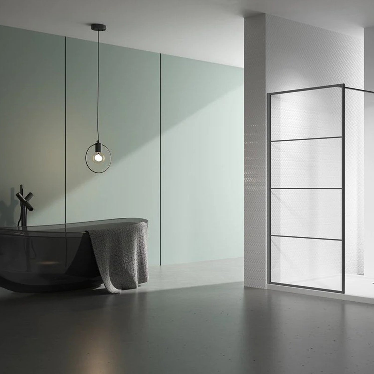 Douchewand – 100 x 200 cm - Mat Zwart – Nano Coating – Veiligheidsglas