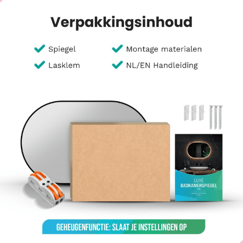 Badkamerspiegel Ovaal Zwart 60 x 90 cm - Anti-Condens & Dimbaar Led