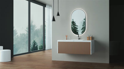 Badkamerspiegel Ovaal Zwart 50 x 90 cm – Anti-Condens & Led Horizontaal/Verticaal
