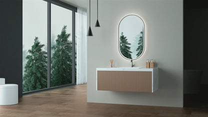Badkamerspiegel Ovaal Zwart  45 x 75 cm – Anti-Condens & Inbouw Led Horizontaal/Verticaal