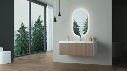 Badkamerspiegel Ovaal 50 x 90 cm – Anti-Condens & Inbouw Led Horizontaal/Verticaal